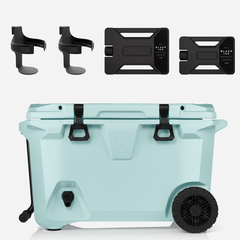 Br Tank 55-Quart Double Drink Holder Cooler Bundle | Blue Agave - Premium Travel Choice