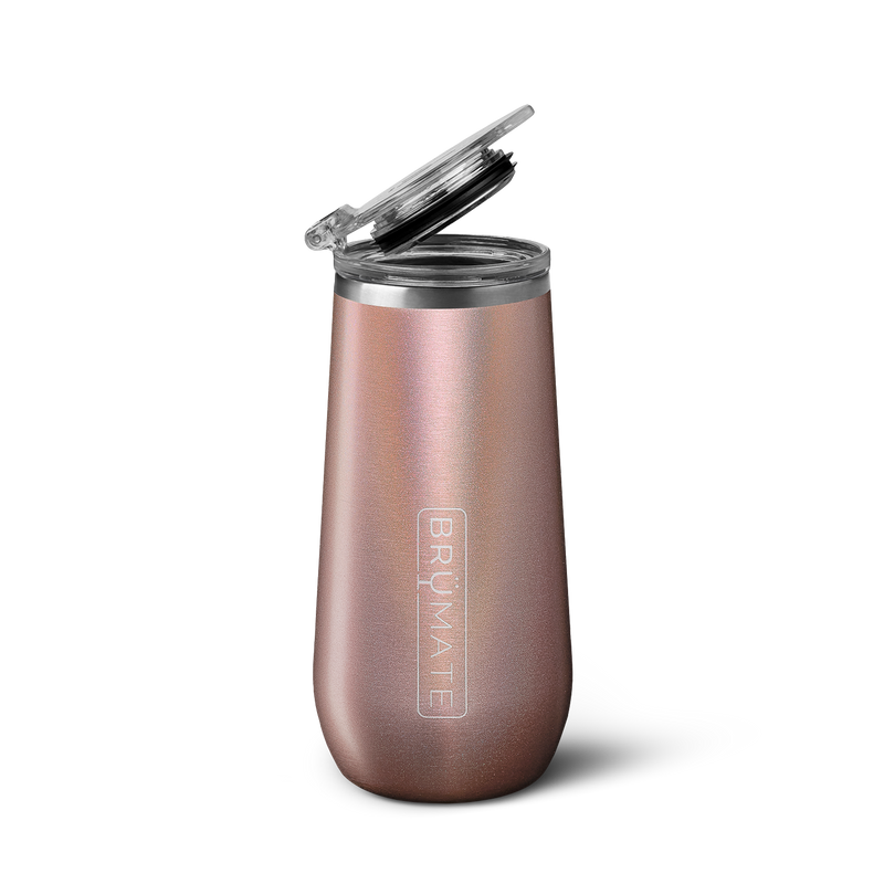 Champagne Flute | Glitter Rose Gold | 12oz - Bright Hosting Chill